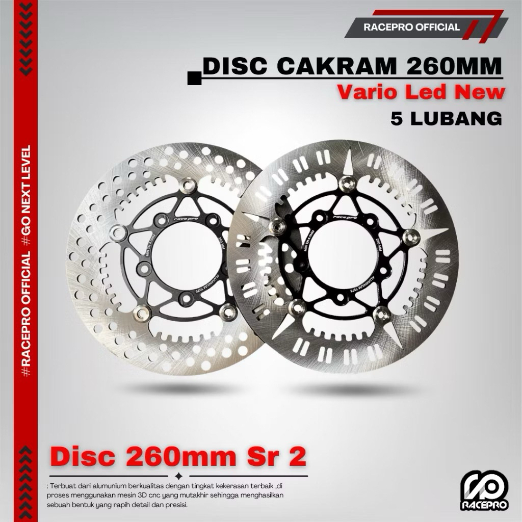 DISC RACEPRO 260MM VARIO 125-150 LED NEW LUBANG 5
