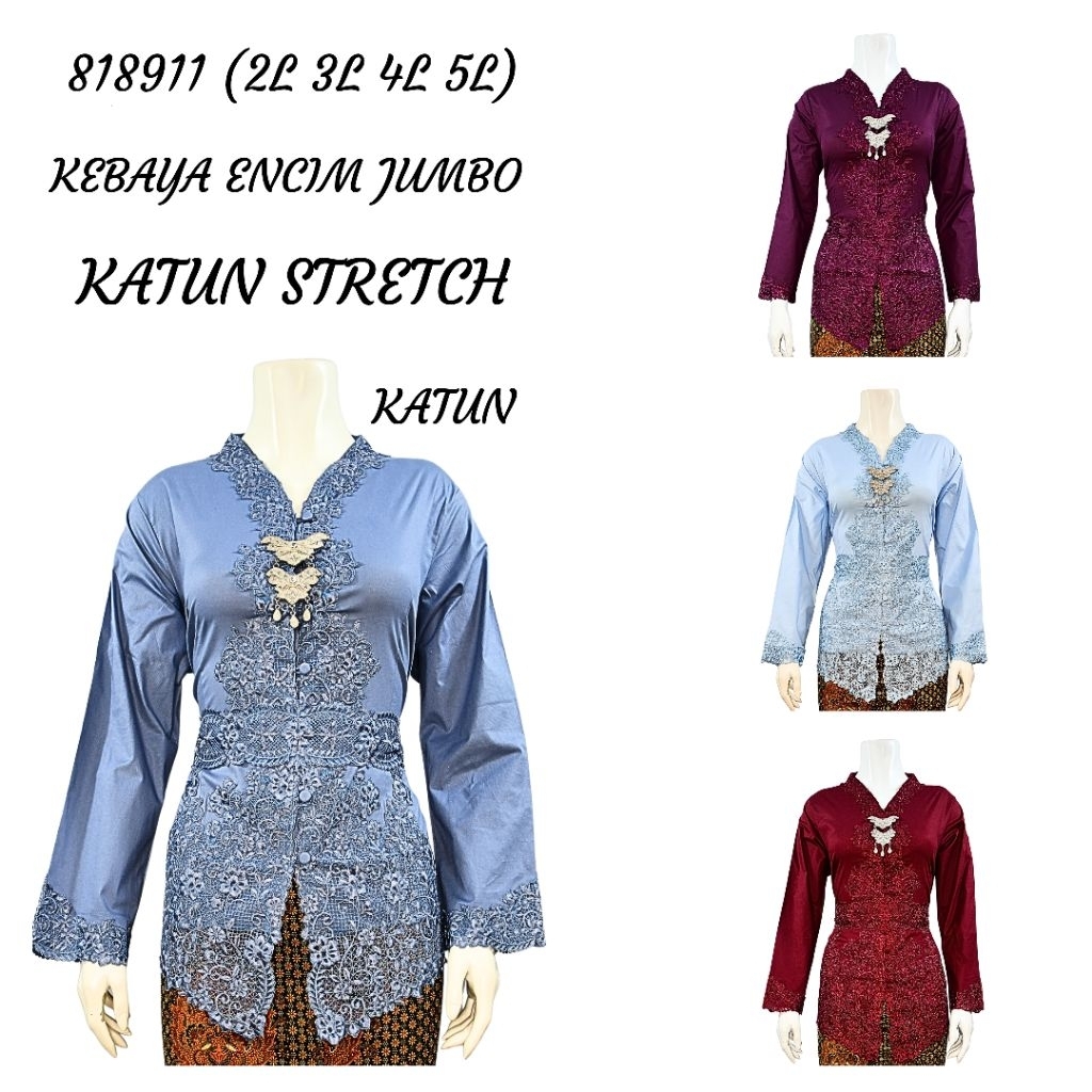 Indah Collection KEBAYA ENCIM JUMBO LENGAN PANJANG BORDIR SENADA KATUN STRETCH KEBAYA WISUDA KEBAYA 