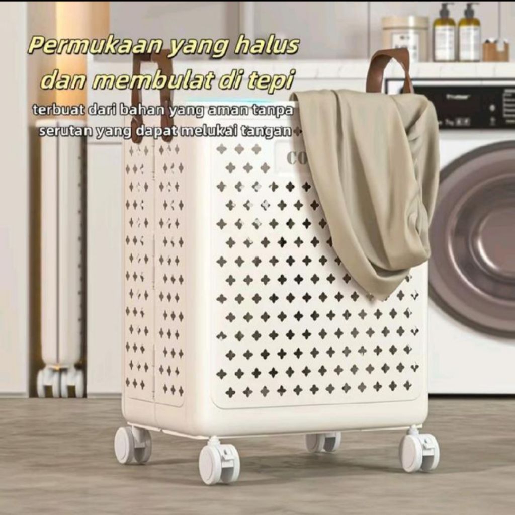 Keranjang Laundry Keranjang Plastik Lipat Wadah Pakaian Laundry Besar