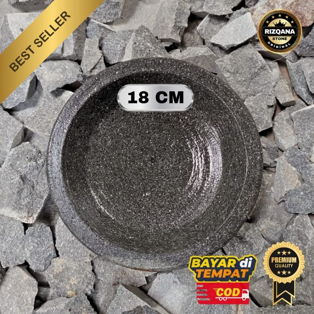 Cobek | coet batu asli 18 CM Rizqanastone free ulekan