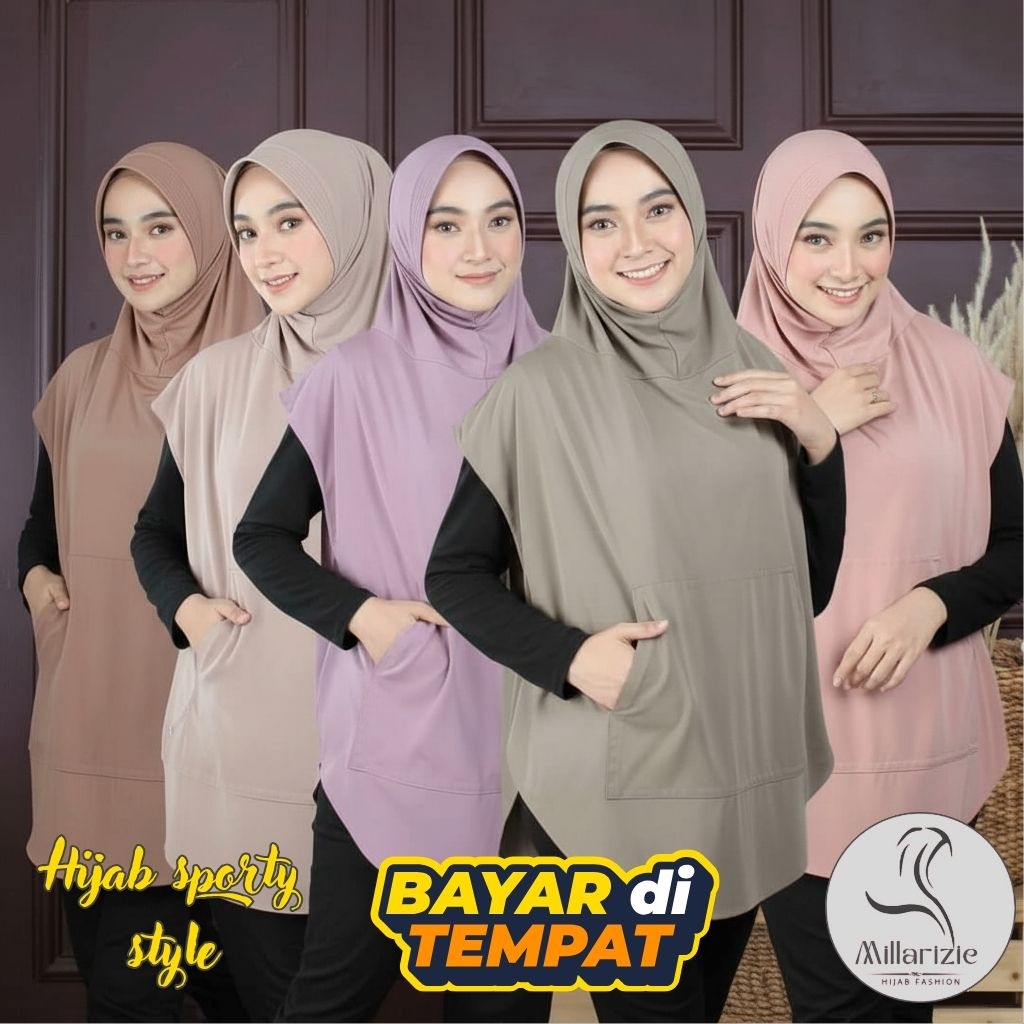 Millarizie - Falisha saku Jilbab Khimar olahraga/Hijab Rompi Sporty Style | kerudung Jumbo olahraga