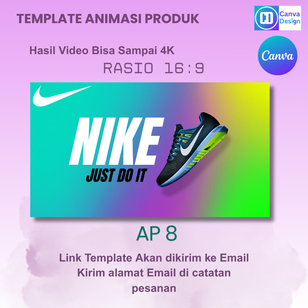 Template Canva Animation Product 8 Tema Sepatu Nike Rasio 16:9 Resolusi Up To 4K