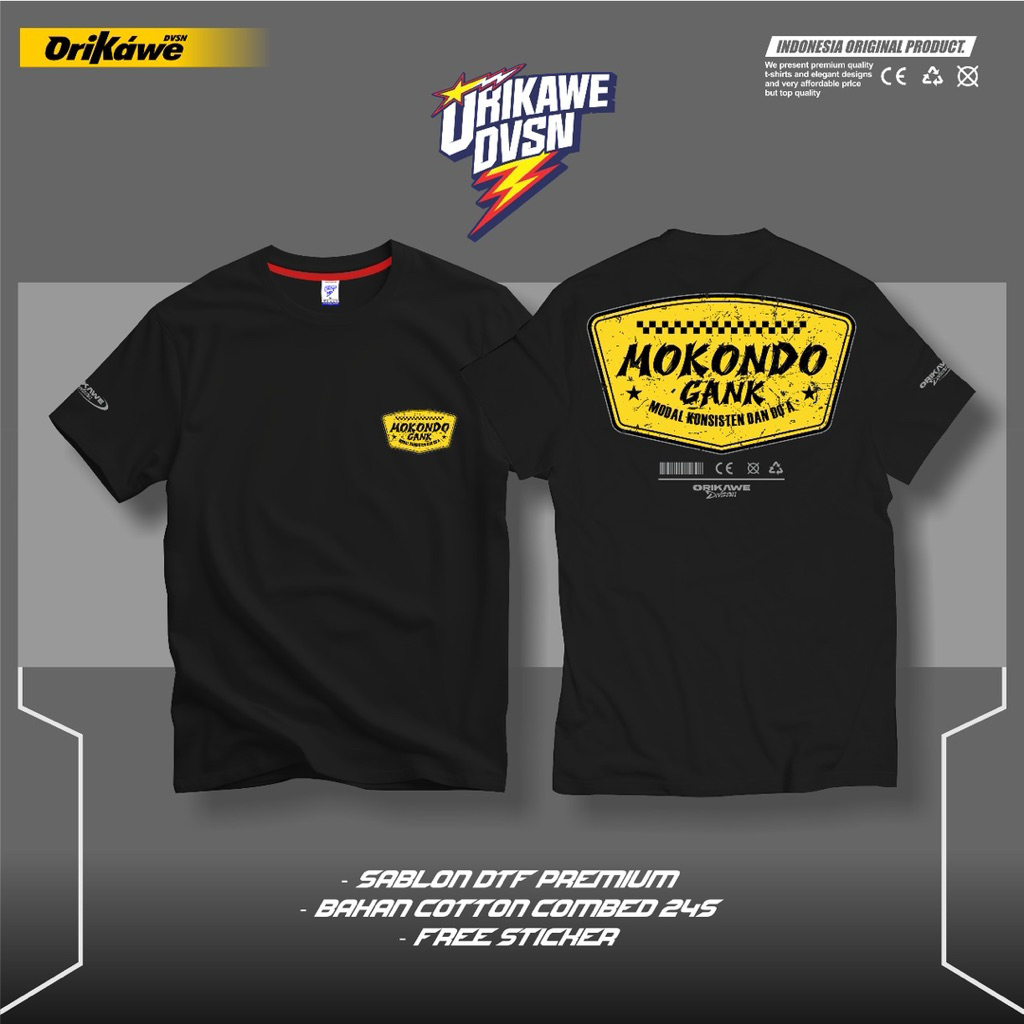 T-Shirt MOKONDO GANK Original ORIKAWE.DVSN Cotton Combed 24s Free Stiker Unisex Pria Wanita