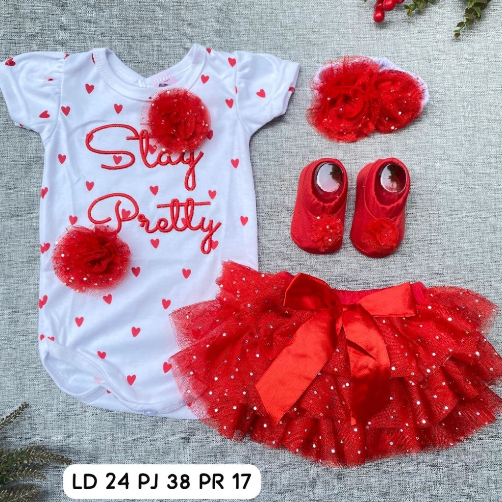 setelan baju natal anak perempuan / setelan baju merah / baju imlek anak perempuan baju merah newbor