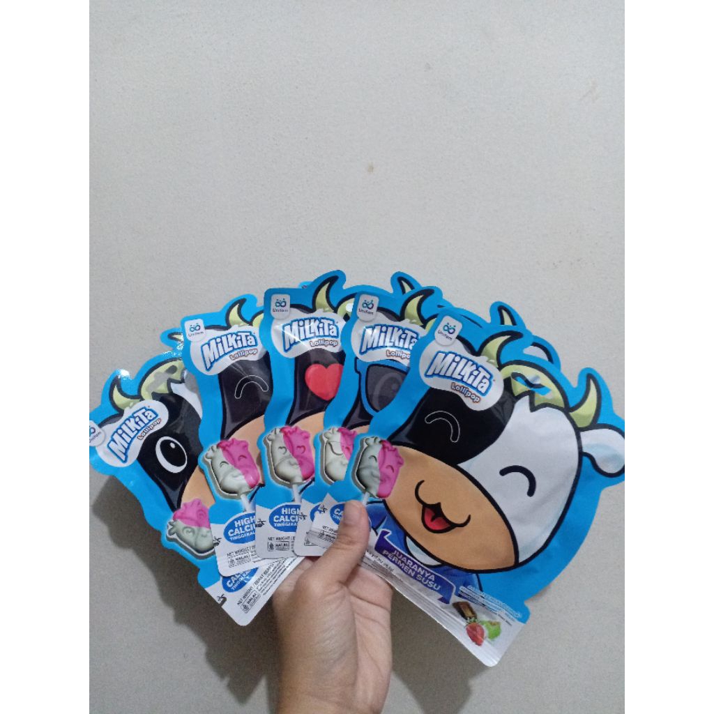 Milkita Milki Permen Lolipop Susu isi 3pcs Coklat, Stroberi, Melon