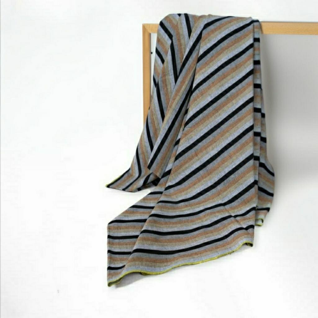 Kain Lurik Pastel Coklat Abu Hitam / Lurik Asli Tenun Warna Pastel