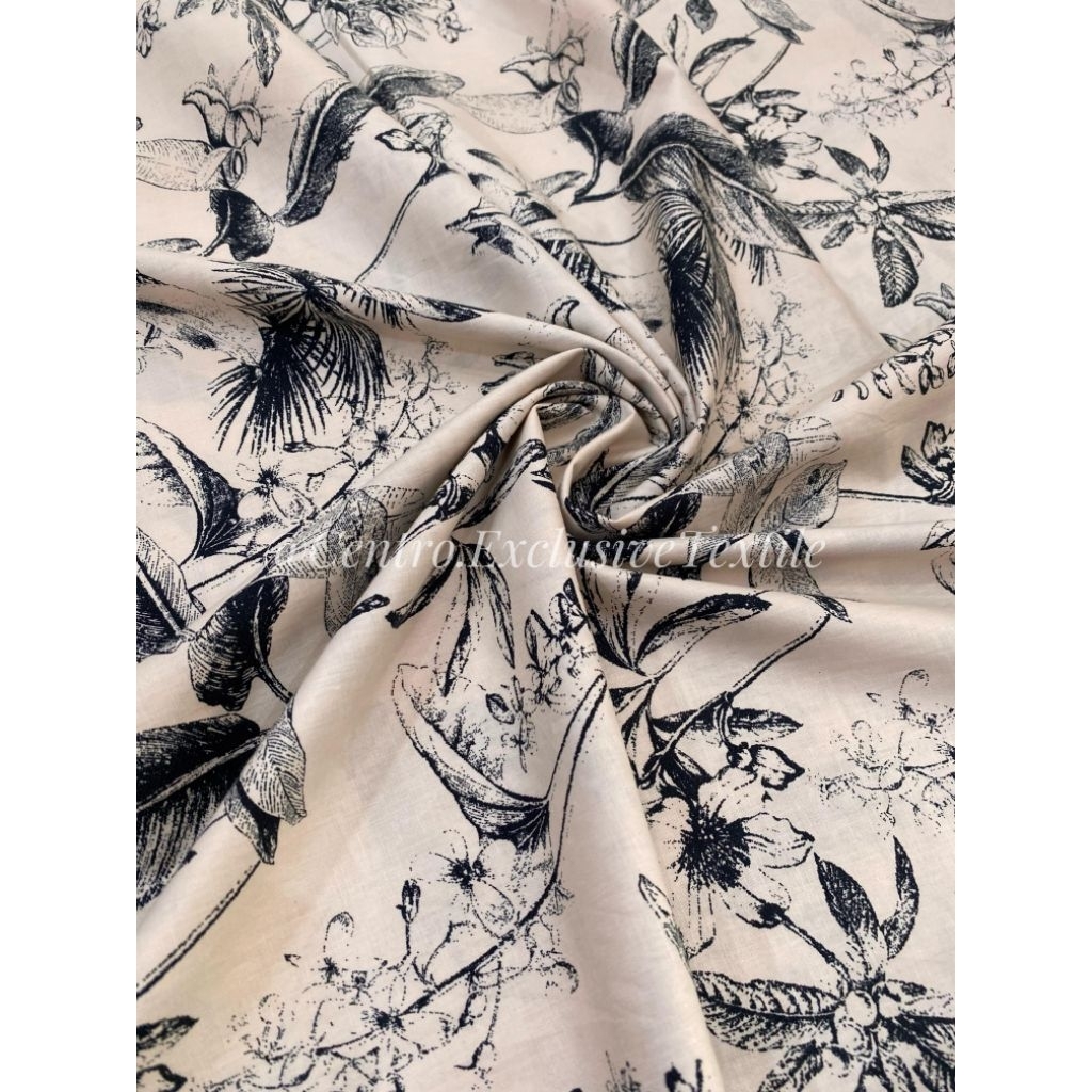 Kain Cotton Poplin Print | Kain Katun Poplin Motif Bunga Besar