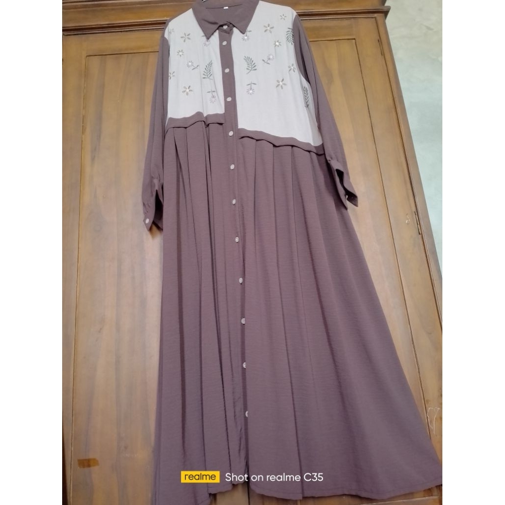 gamis crinkle bordir jumbo ld 130-140 pb 143
