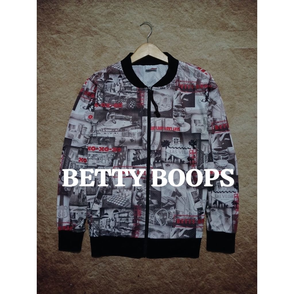 Jaket bomber full print keren BETTY BOOP bekas pakai