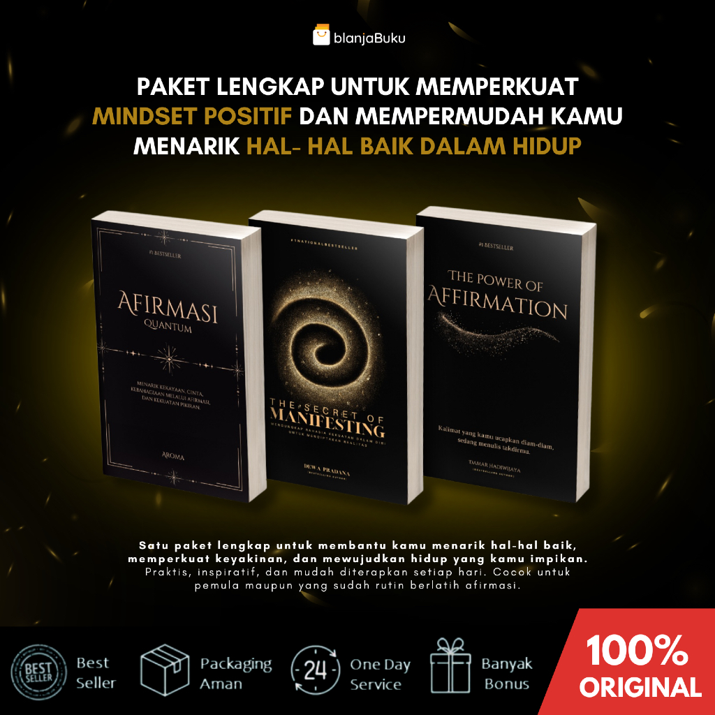 [BlanjaBuku] Isi 3 Buku Paket Lengkap Untuk Memperkuat Mindset Positif - Afirmasi Quantum - The Secr