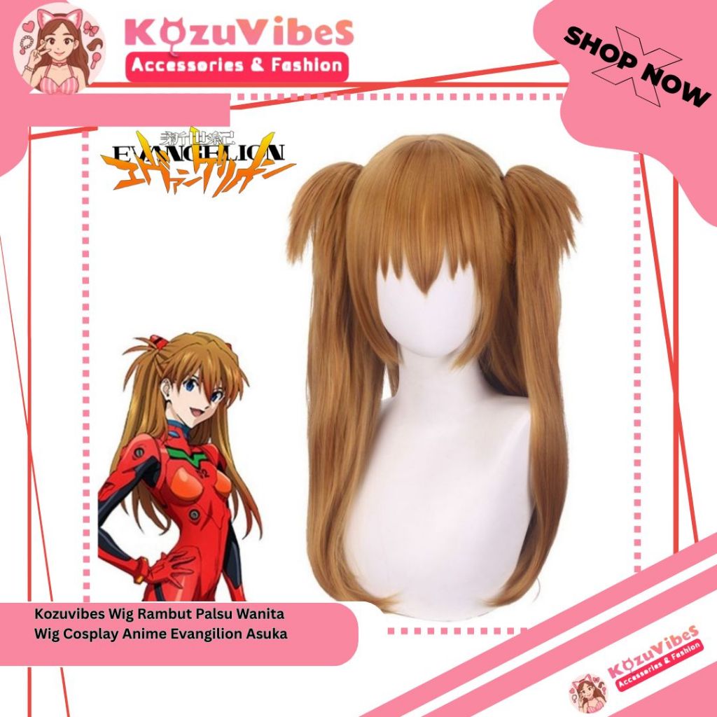 Kozuvibes Wig Rambut Palsu Wanita Wig Cosplay Anime Evangelion Asuka
