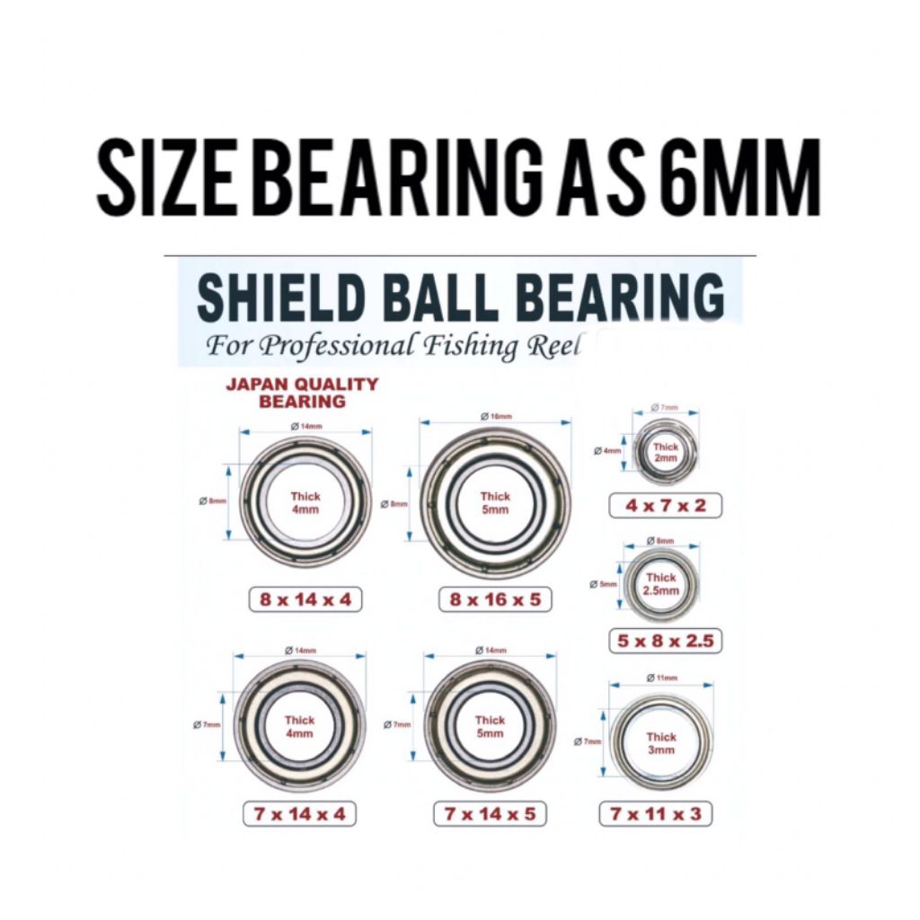 Bearing Miniatur All size  6mm CHN 6x10x2,5 , 6x10x3 , 6x12x3 ,6x12x4 , 6x13x3,5  , 6x13x5, 6x13x5 ,