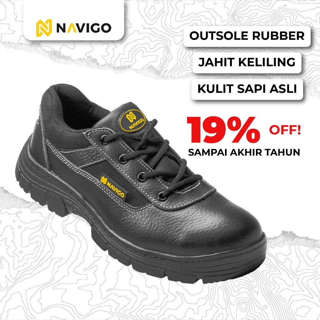 Navigo Sepatu Safety Kulit Asli Pria Wanita SB Eagle - Safety Shoes Ujung Besi Anti Slip & Jebol