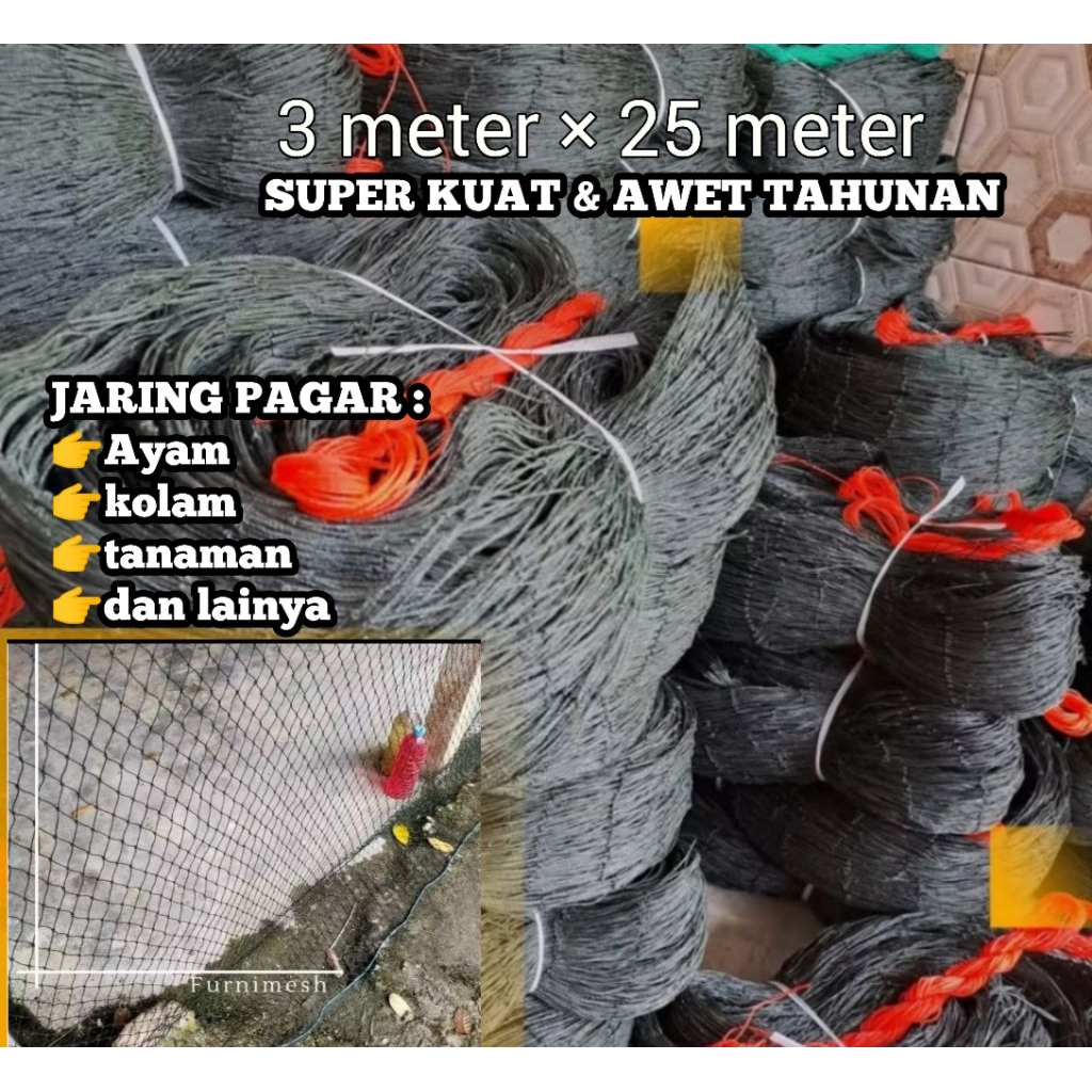 SUPER KUAT JARING PAGAR AYAM, JARING PAGAR TANAMAN, JARING KOLAM, JARING MULTIFUNGSI, TERMURAH HARGA