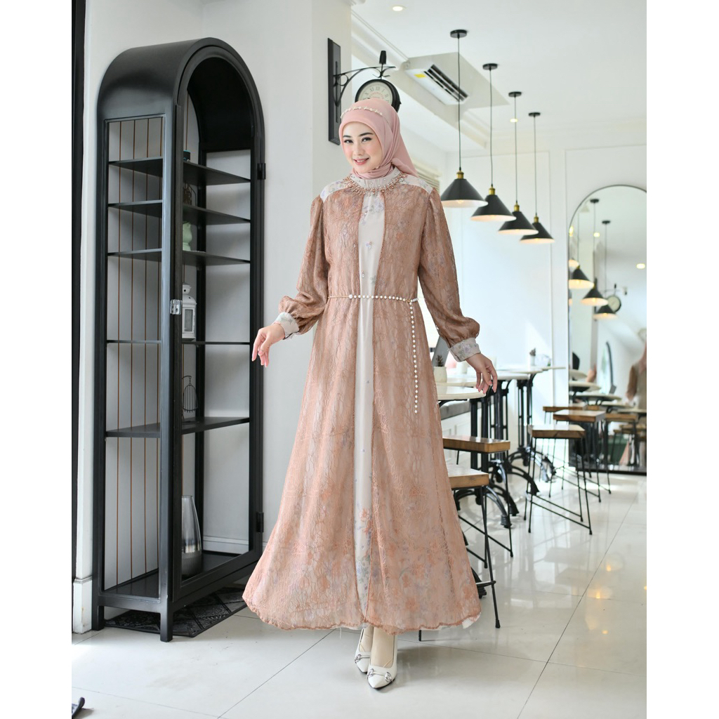 Outer Tile Brukat Viral Tunic Kekinian Cantik Gamis Brukat Payet