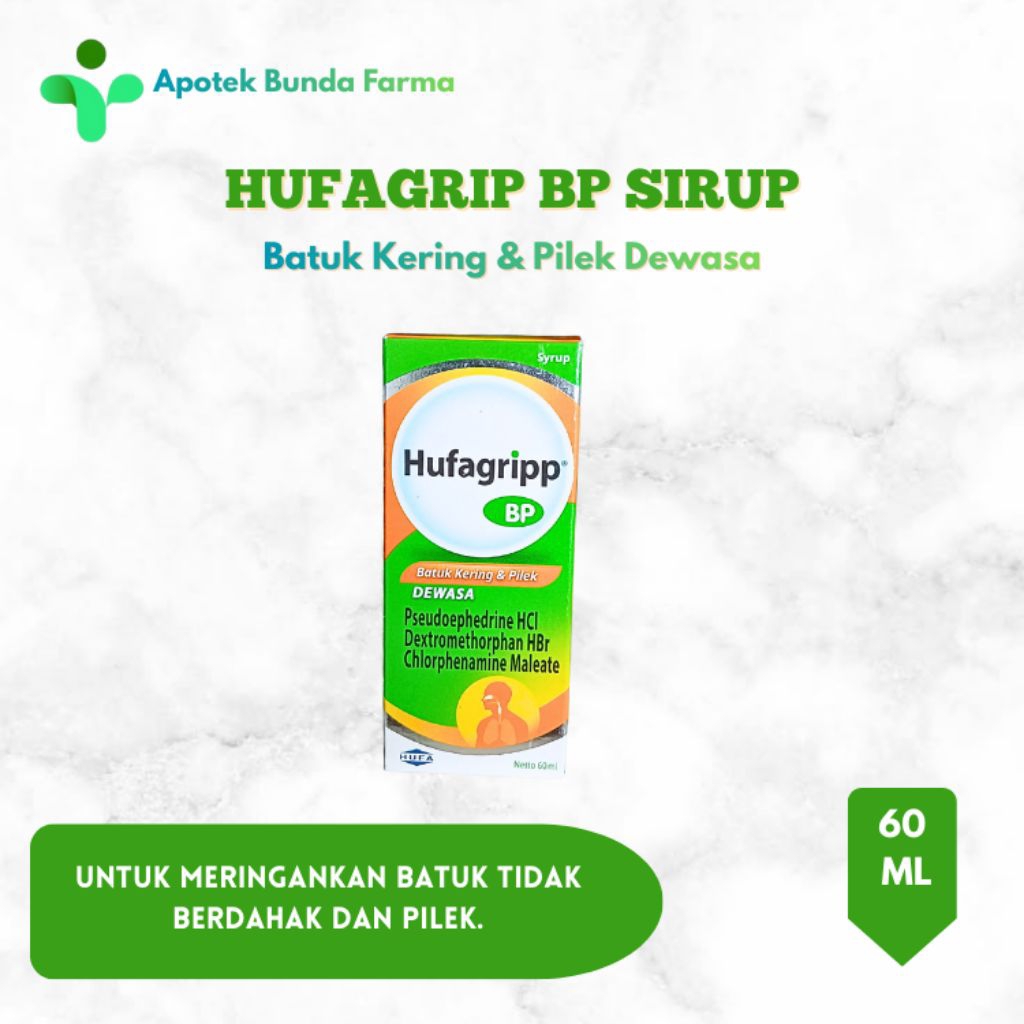 HUFAGRIP BP DEWASA SIRUP 60 ML - MEREDAKAN BATUK KERING & PILEK