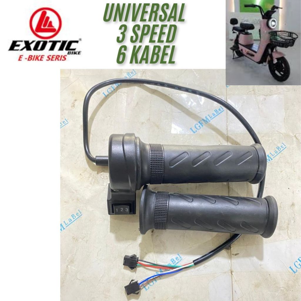 Original EXOTIC Gas 3 Speed Throttle Sepeda Listrik E-Bike Universal 1 Pasang Pacific GODA Uwinfly E
