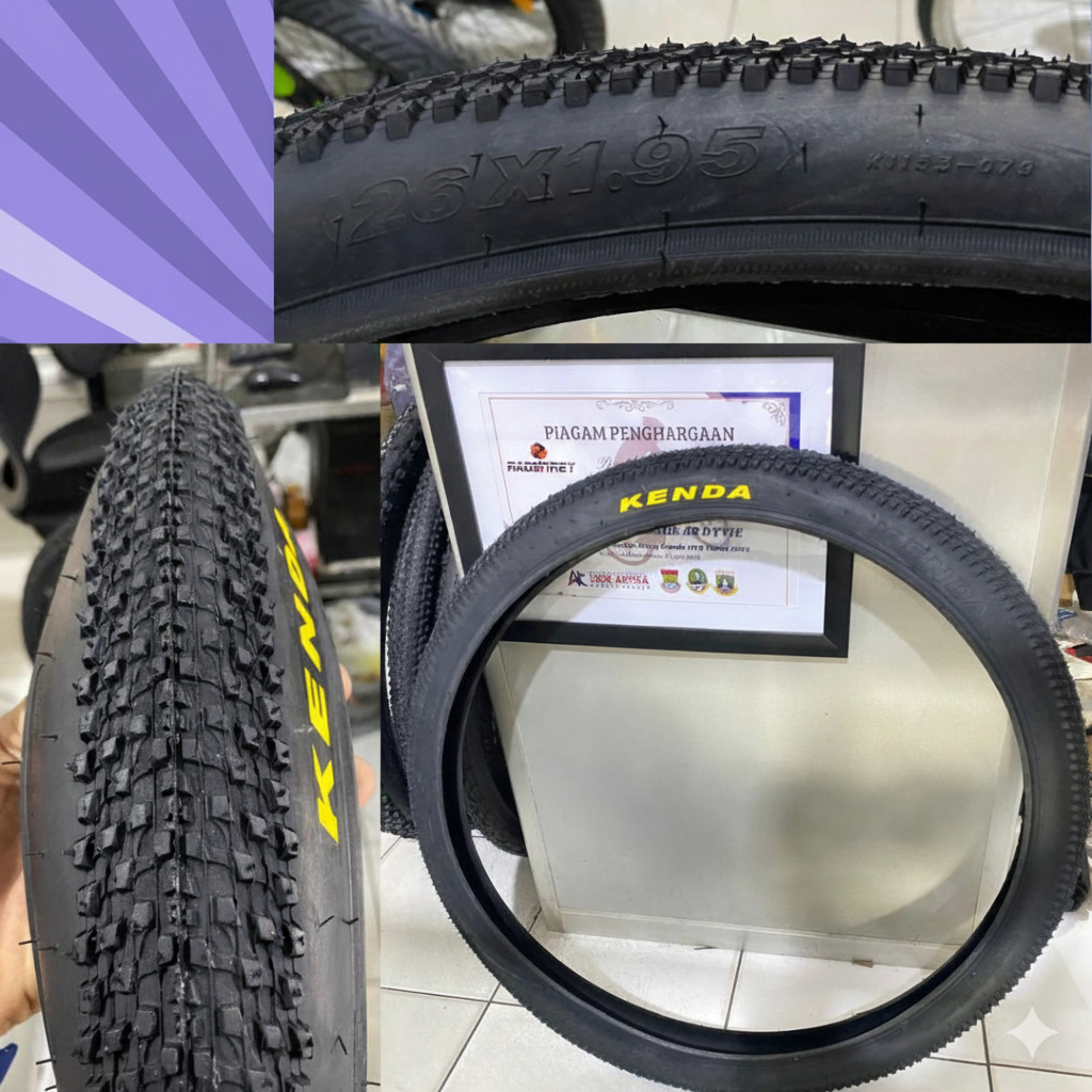 Kenda Ban luar 26 X 1.95 K1153 K1177 Small block Lis Kuning Putih Sepeda MTB Federal Not Maxxis CST 