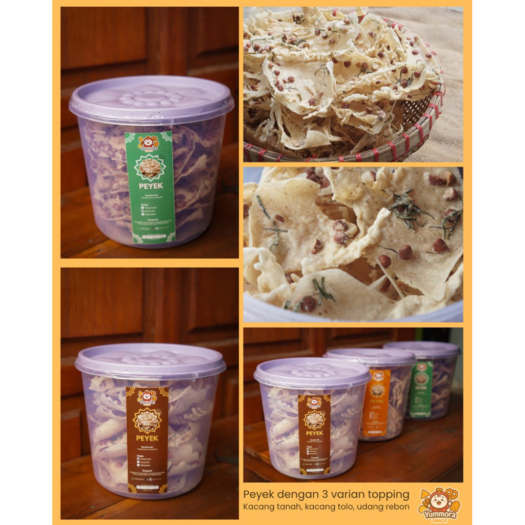 Peyek Renyah Toples 5 Liter – Peyek Kacang / Peyek Tolo / Udang Rebon – Cemilan Gurih Rumahan