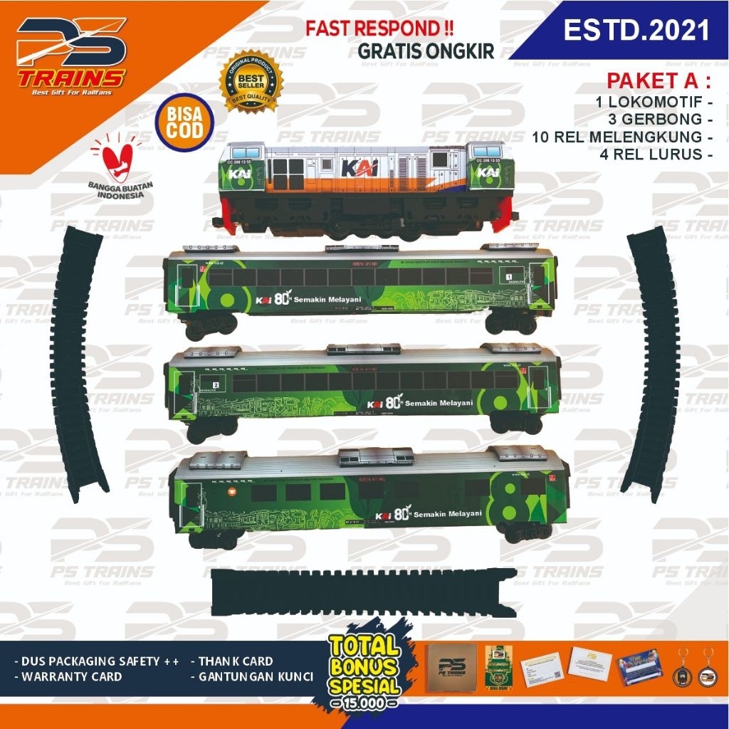 MAINAN MINIATUR KERETA API INDONESIA CC206 HUT KAI 80