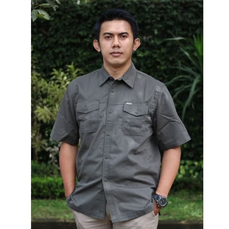 Kemeja Zenith Hijau Army Lengan Pendek Tactical Bahan Original Cotton TCN