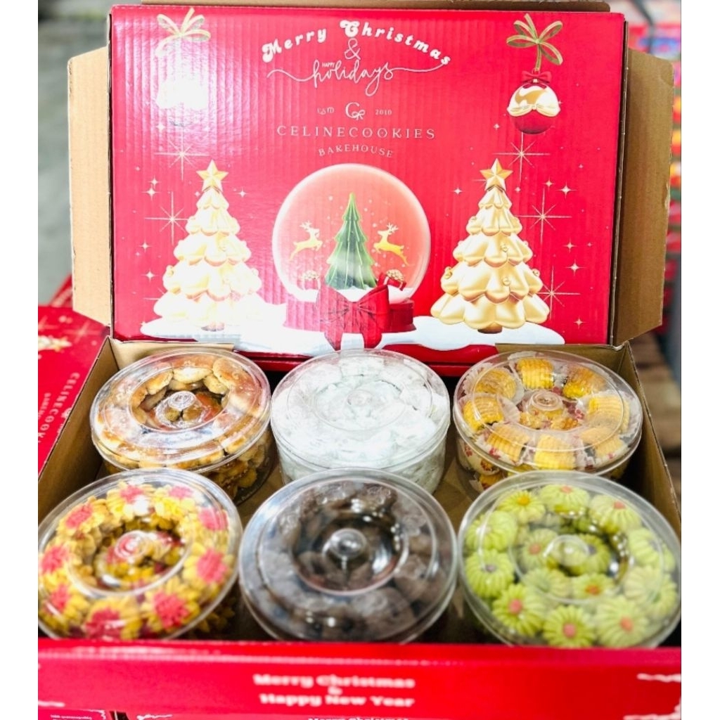 Paket Kue Natal isi 6 Toples CELINE Kue Kering Christmas Hampers Parcel