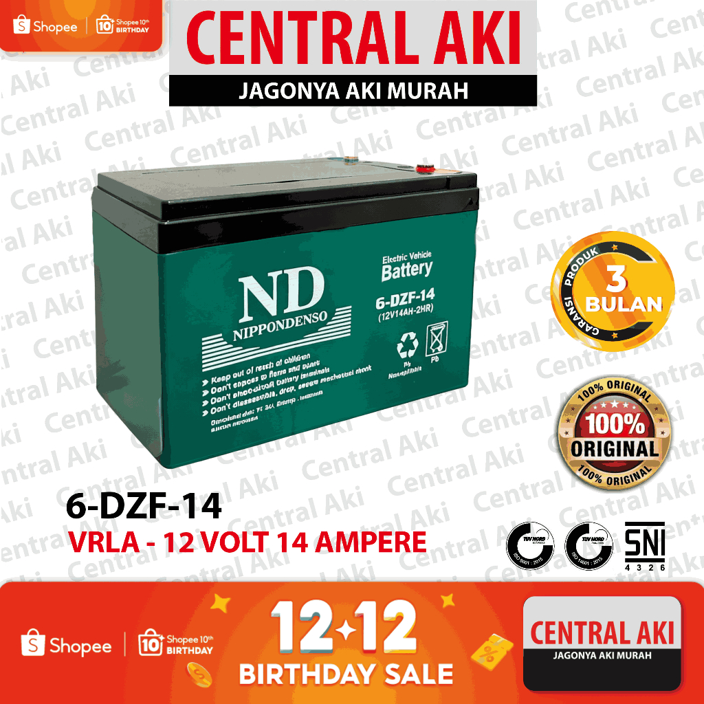 NIPPONDENSO 6-Dzf-14 12V 14Ah Aki Sepeda Listrik