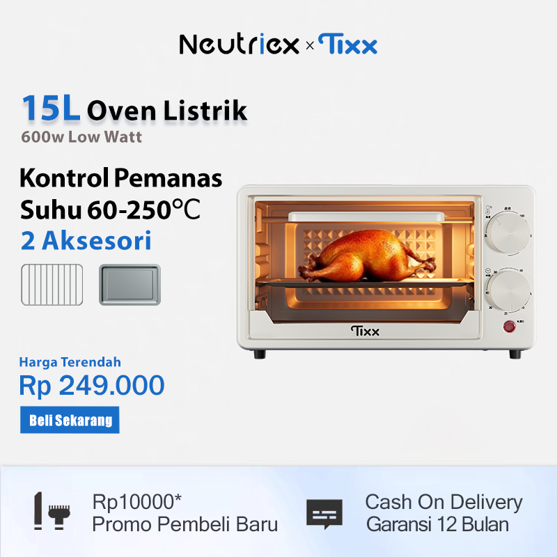 [COD] TIXX  15L Putih Oven Listrik Low Watt 600W Multifungsi Kapasitas Besar Kue Digital Timer
