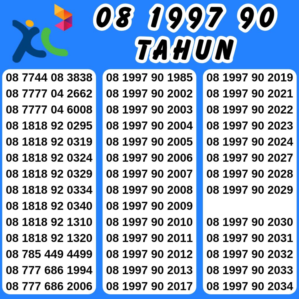 NOMOR CANTIK XL TAHUN LAHIR 1997 SUPPORT 4G&5G KARTU PERDANA XL AXIS AXIATA NOCAN SUPER CANTIK KARTU