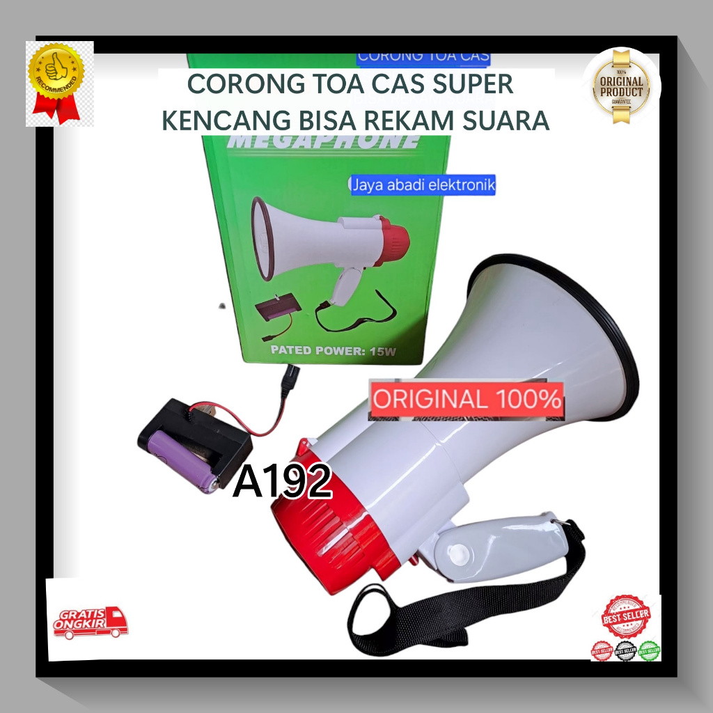 A192 SPEAKER TOA CORONG MEGAPHONE CASAN ISI ULANG BATERAI BATERRY BATERE Karaoke PENGERAS SUARA MIC 