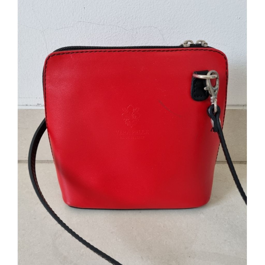 Tas Kulit Italia Original / Tas Kulit Wanita / Tas Selempang Wanita / Tas Merah / Tas Kecil / Tas Wa