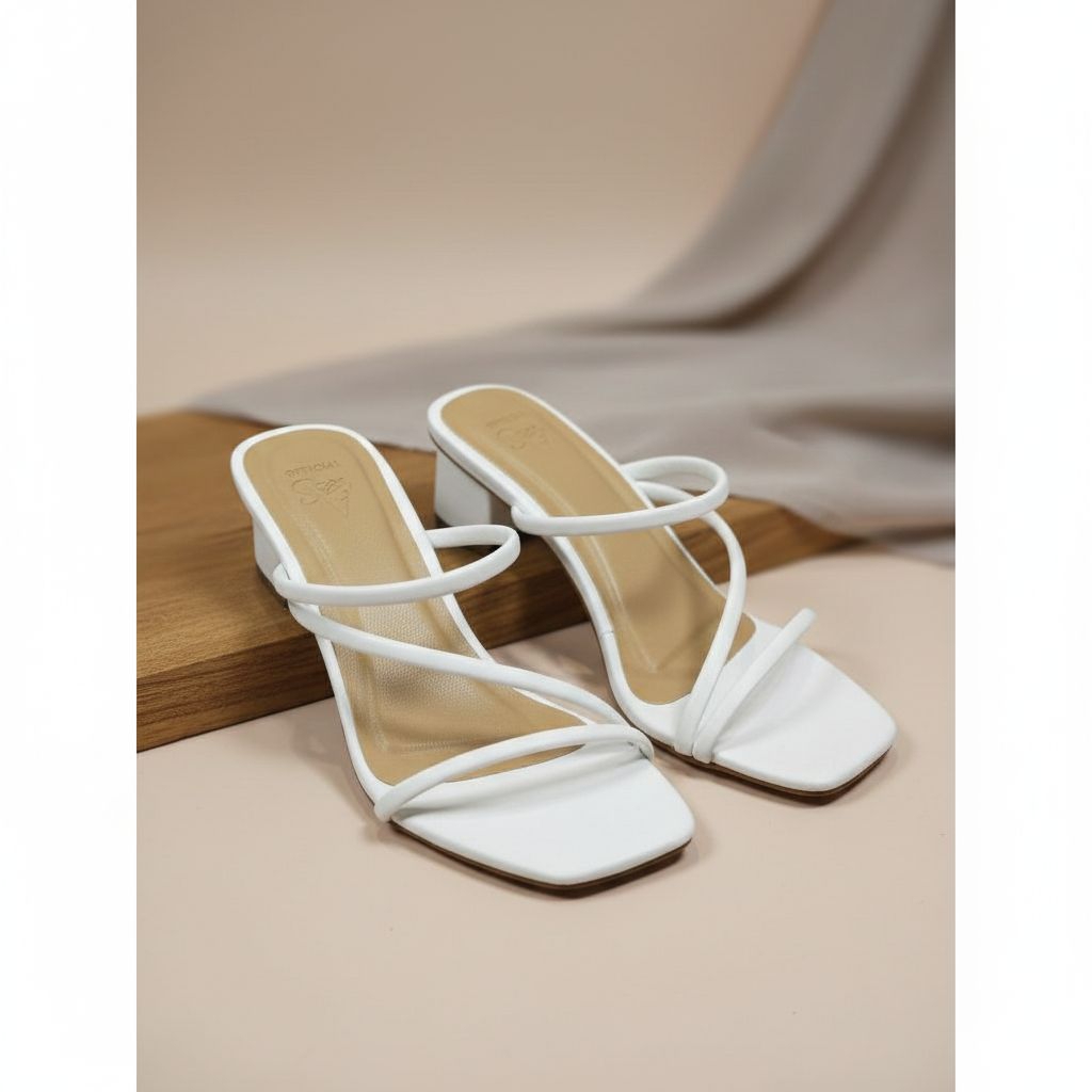 Jessy Sandal Heels Wanita Kekinian Hak 5cm - Putih