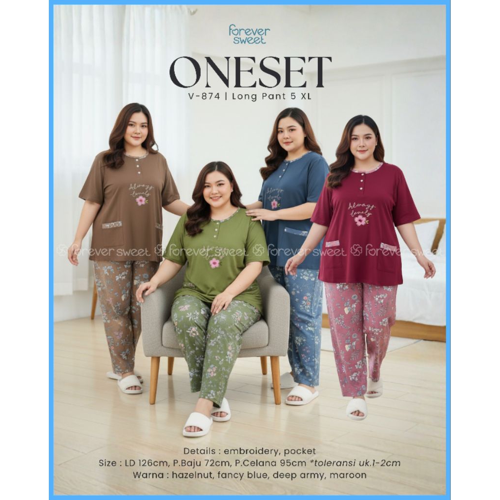 FOREVER SWEET PIYAMA JUMBO BAJU TIDUR CP BIG SIZE 5XL