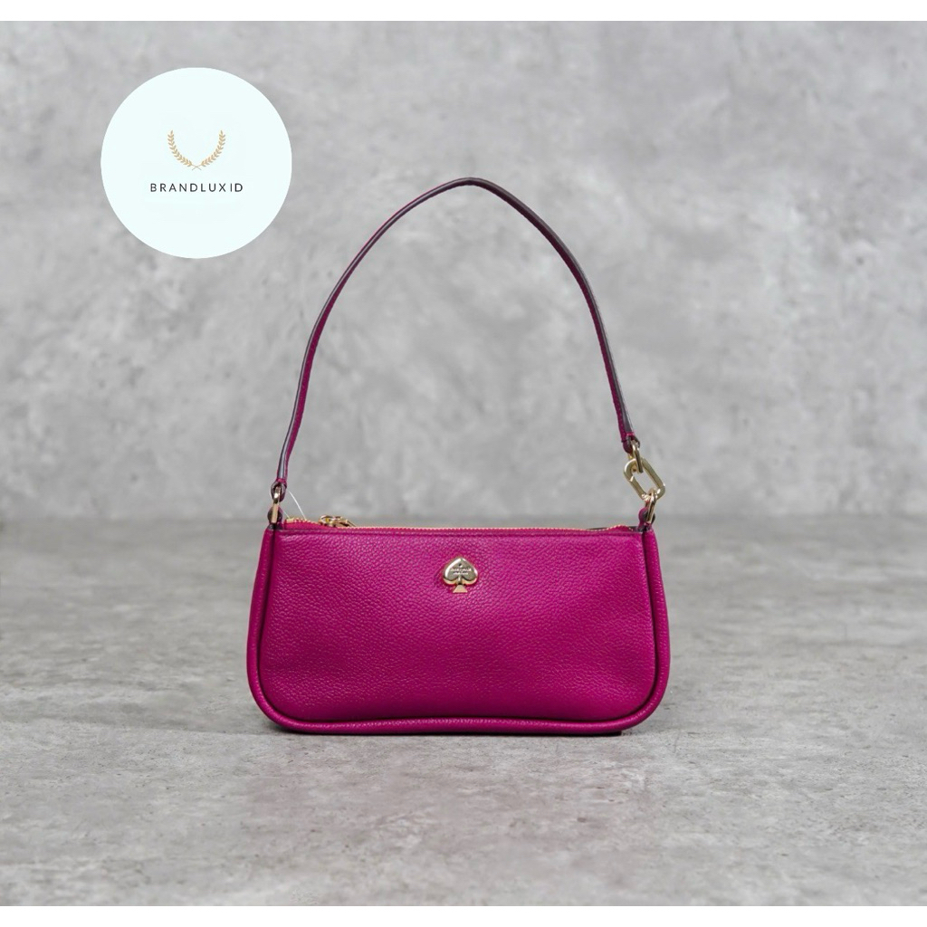 Kate Spade Kayla GHW Logo Leather Hobo Bag in Fuchsia