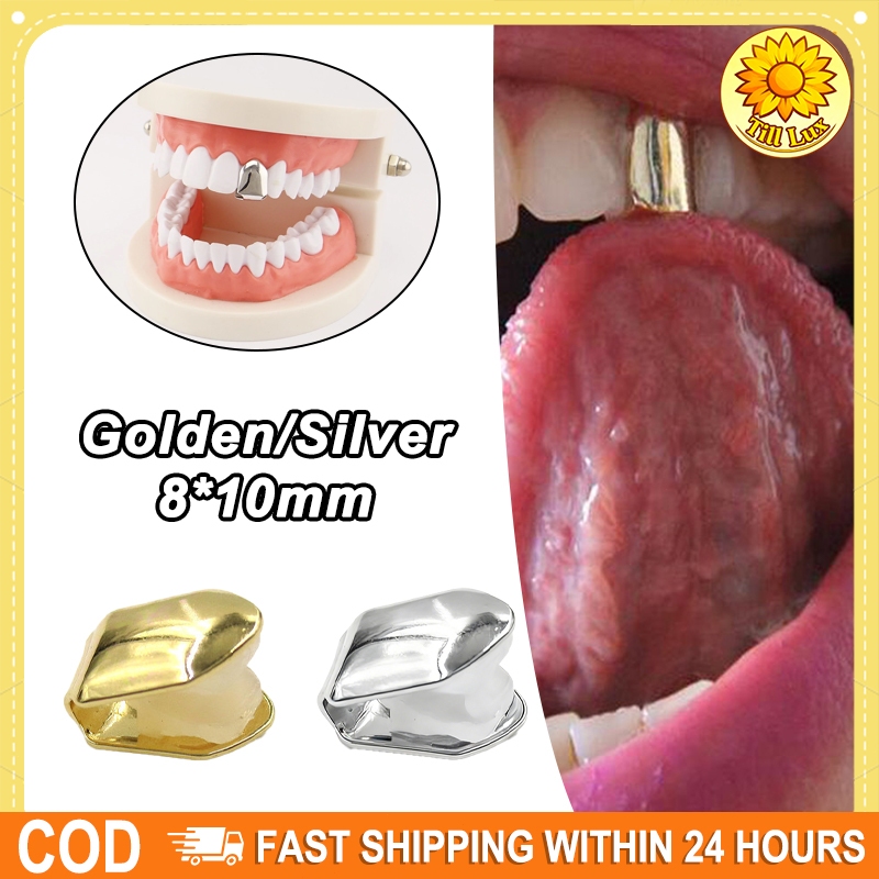 Gigi Aksesoris Stage Hip Hop - Grillz Gigi Berlian Zircon, Gigi Tunggal Emas/Silver