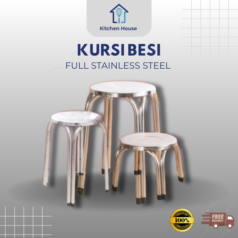 Kursi Besi Stainless steel BANGKU BULAT STAINLESS STEEL TEMPAT DUDUK KURSI SANTAI BD02