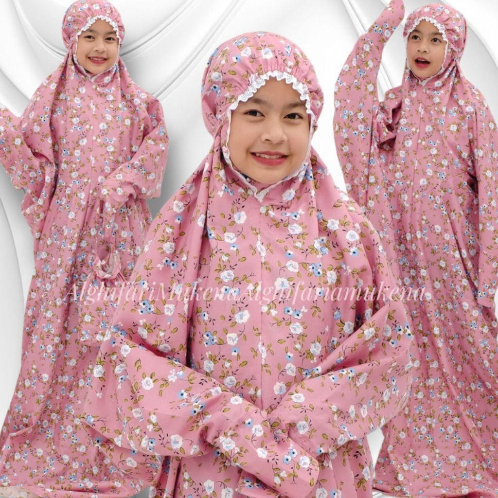 Mukena Anak SD SMP Dewasa couple  mukena bunga motif terbaru free tas