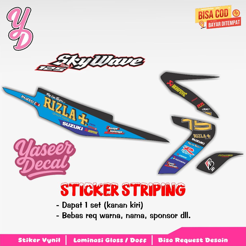 Striping Skywave - Stiker Sticker Striping Variasi Lis Suzuki Skywave - Striping Hologram Skywave - 