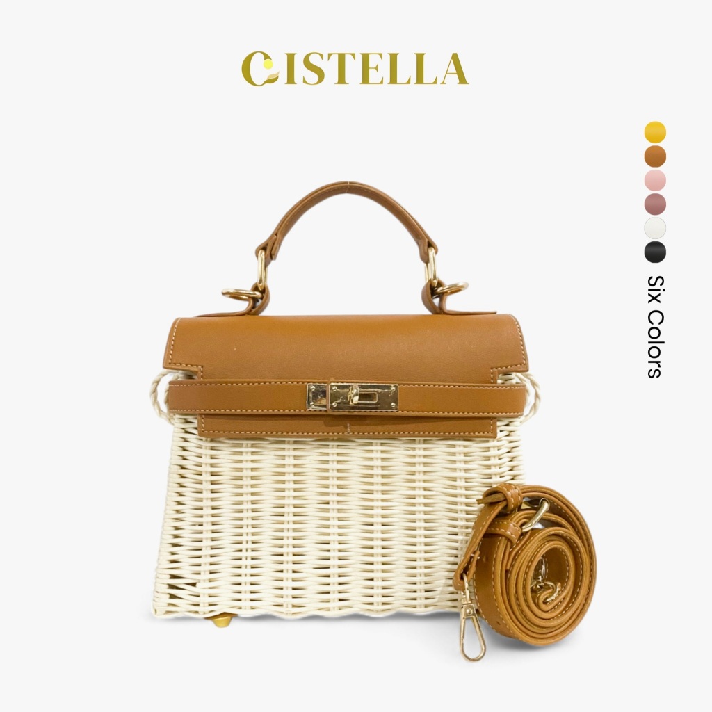 CISTELLA - Tas Wanita Angelie Rattan Bag Tas Rotan Tas Jinjing Wanita Tas Selempang Wanita Tas Rotan