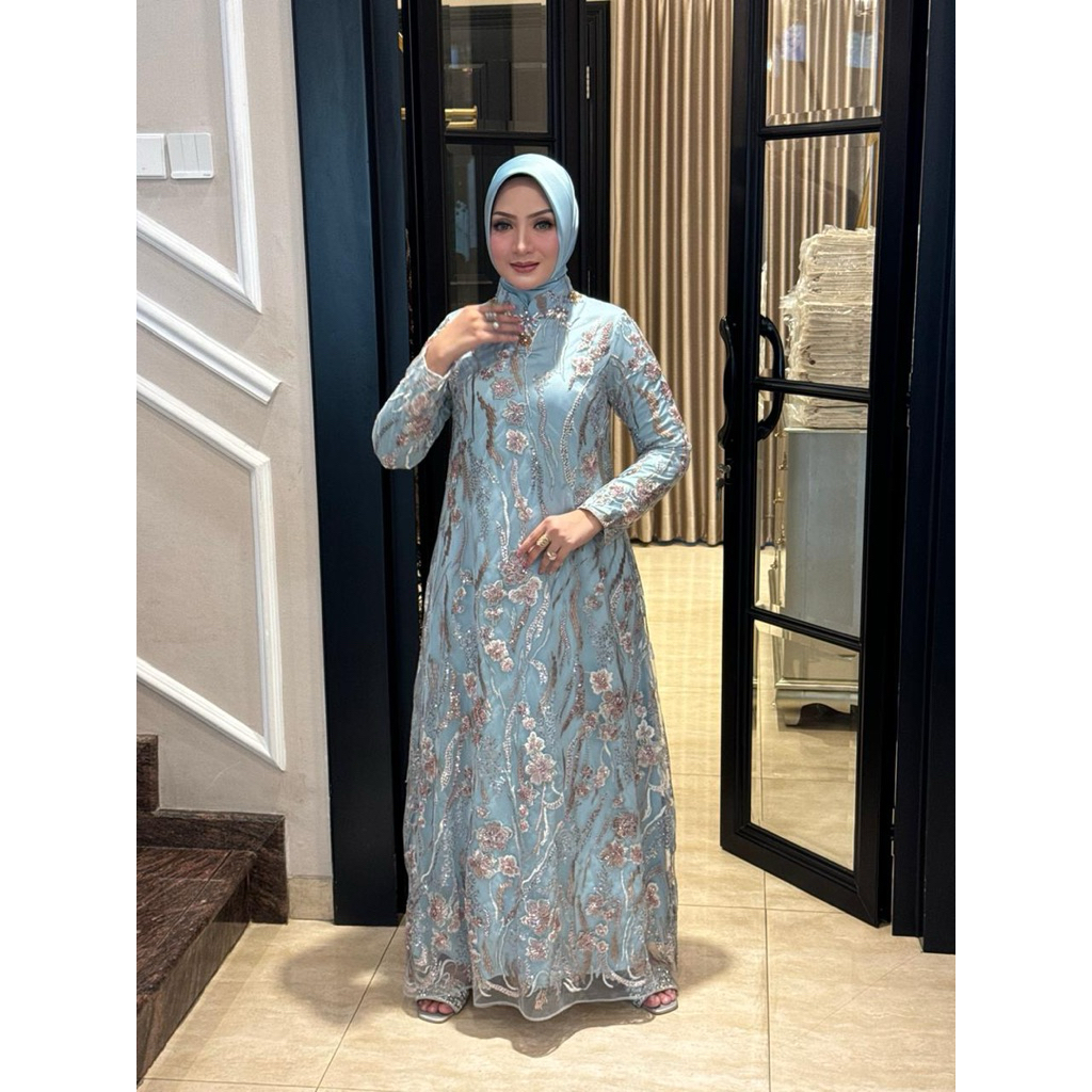 Dress premium Mahalini mewah dan elegan set hijab