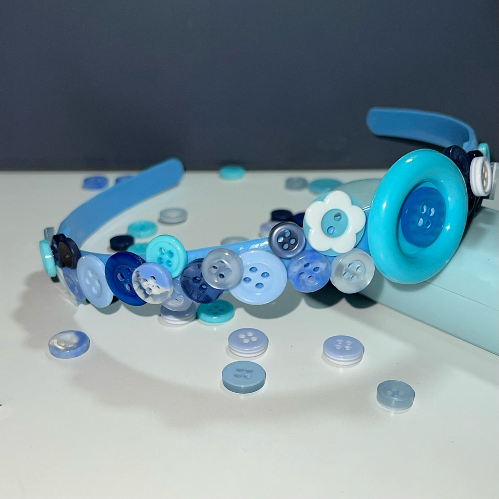 Button Headband Blue/ Bando Kancing