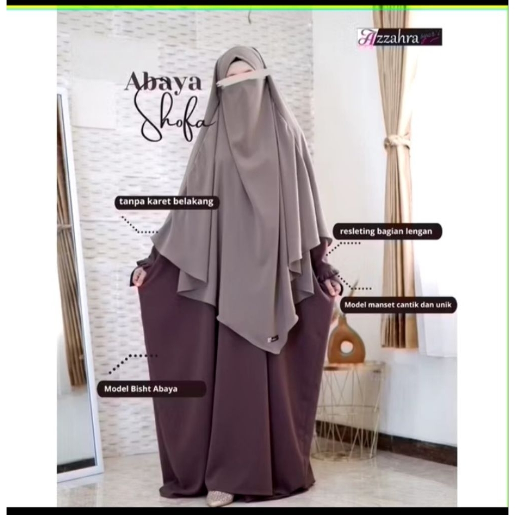 preloved set abaya sofa by azzahra syar'i khimar FK