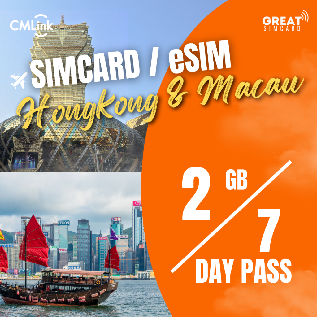 SIM Card/eSIM Day Pass Hongkong & Macau 2GB 7 Hari Aktivasi Cepat By GREAT Simcard X CM Link