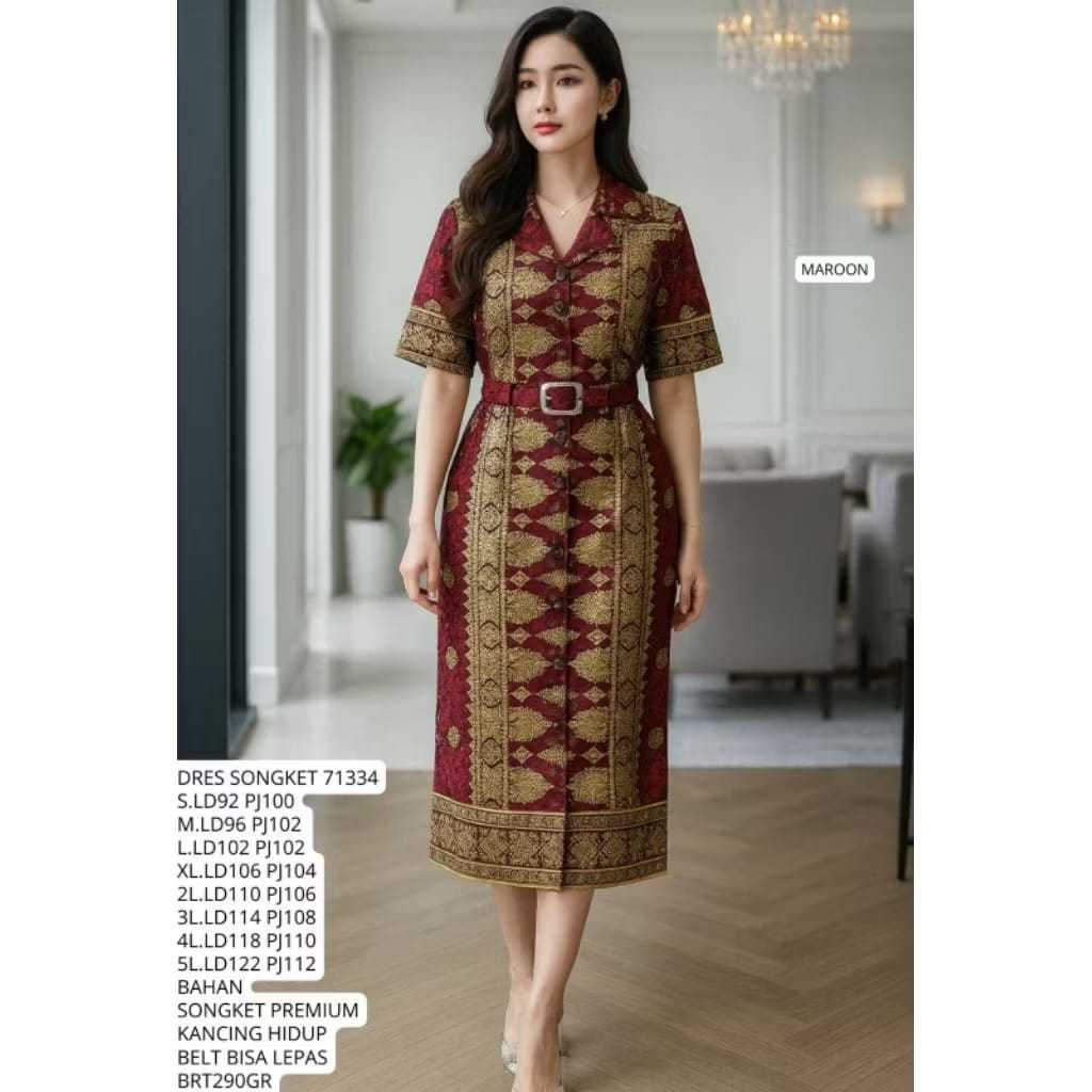 DRESS SONGKET BATIK WANITA MODERN DEWASA RUMAH KEBAYA BANDUNG RUMAH SONGKET BANDUNG