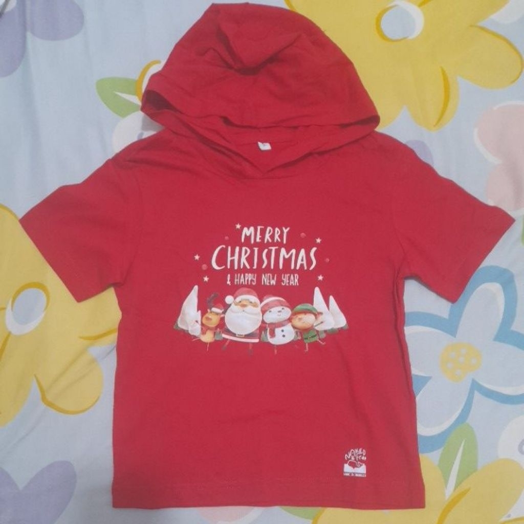 Kaos Lengan Pendek Hoodie Tshirt Anak Natal Santa Merry Christmas