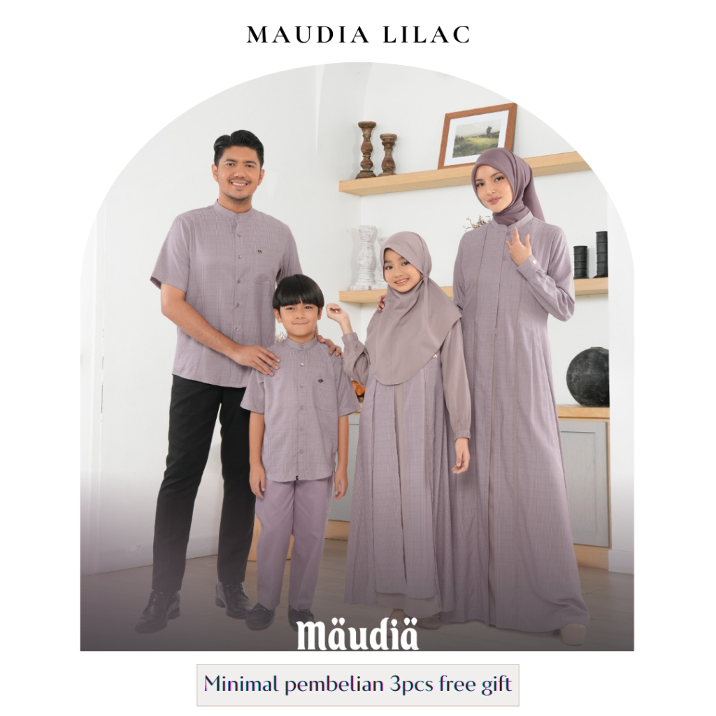 Sarimbit Nibras Rayya Series Couple Keluarga Muslim Maudia Lilac Terbaru 2026