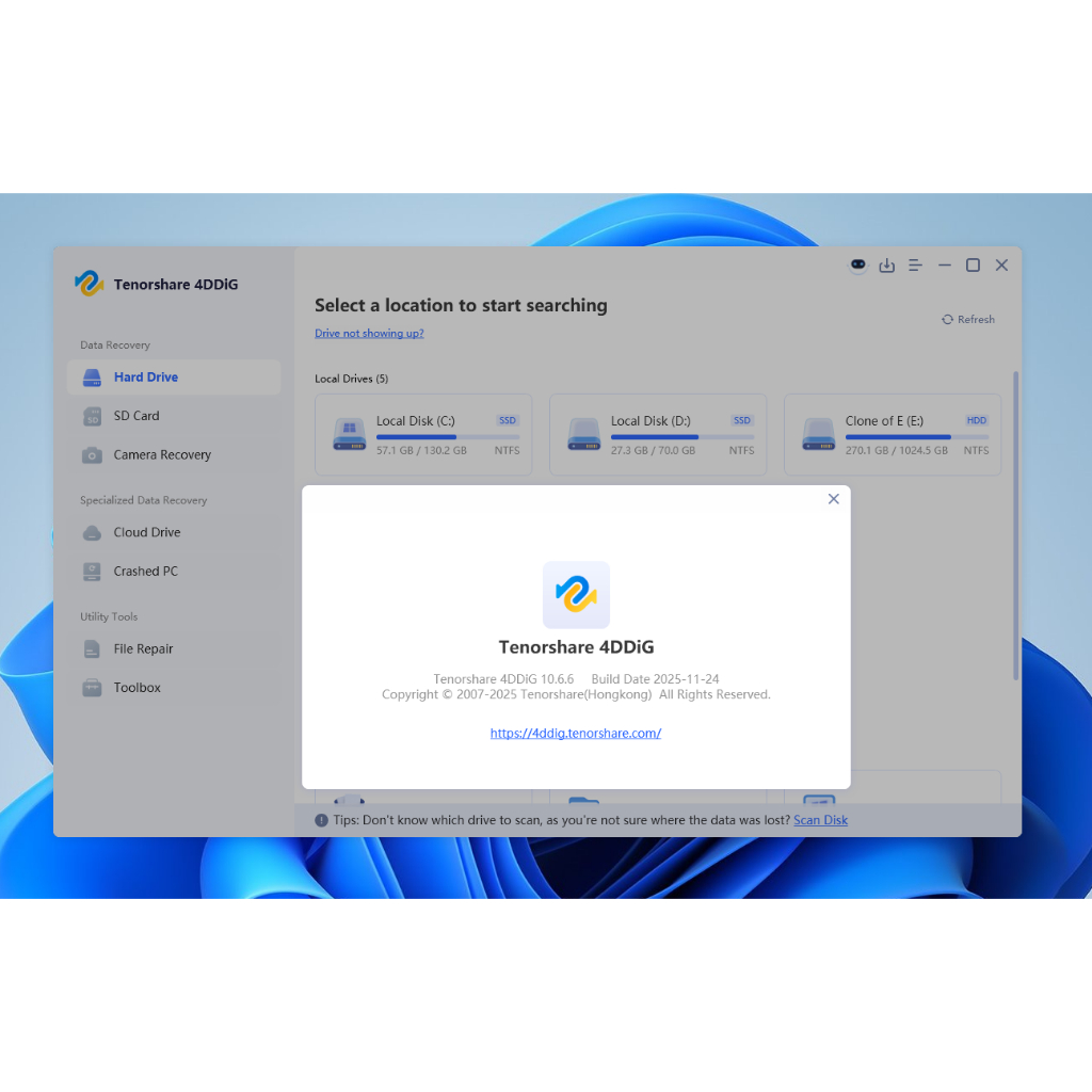Tenorshare 4DDIG Data Recovery MMC SD Card Flashdisk SSD HDD