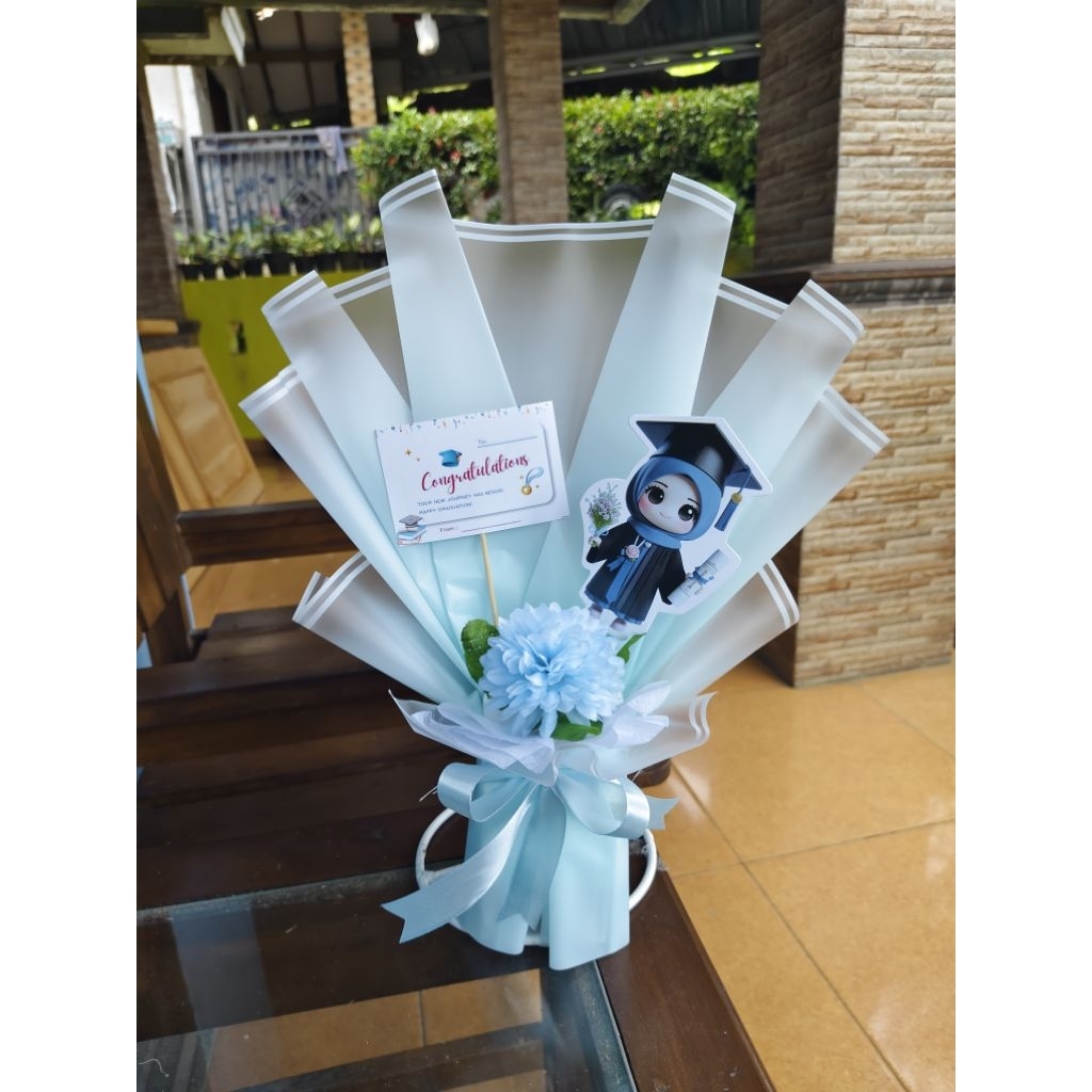 Buket Wisuda Dengan Kartu Ucapan/ Buket Kelulusan/ Buket Wisuda Gratis Kartu Ucapan Kosong/ Topper P