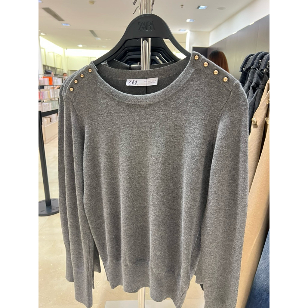 Zara Knit Jumper gold button (jastip)