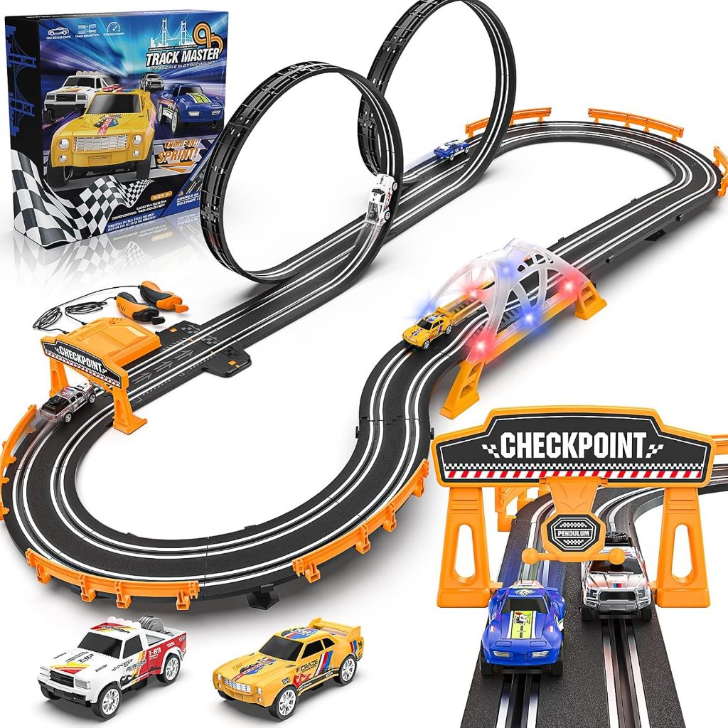 Slot Car Race Track Sets for Boys,Race Car Track with 4 High-Speed Slot Cars,